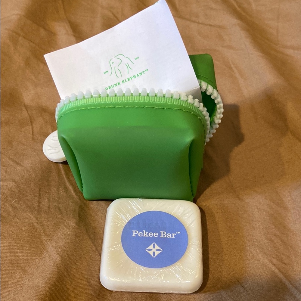 Drunk Elephant Green Travel Pouch with Pekee Bar